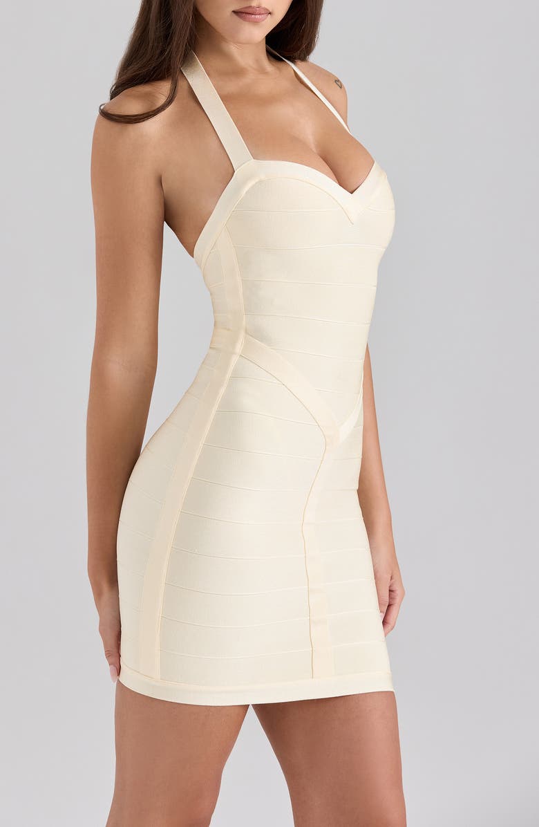 HOUSE OF CB The Supermodel Halter Neck Bandage Minidress, Alternate, color, Vanilla
