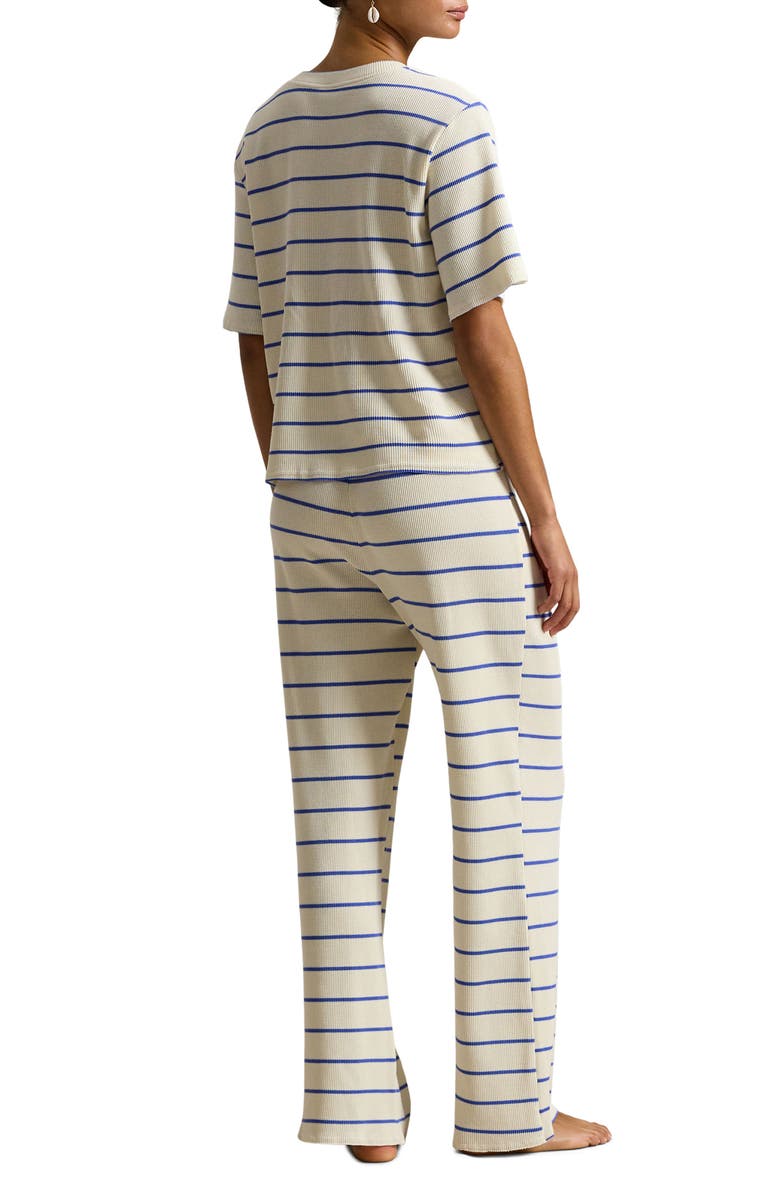 Polo Ralph Lauren Stripe Cotton Blend Thermal Pajamas, Alternate, color, Egret Stripe