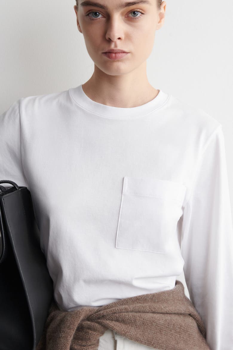 Cotton Long-Sleeved T-Shirt, Alternate, color, WHITE