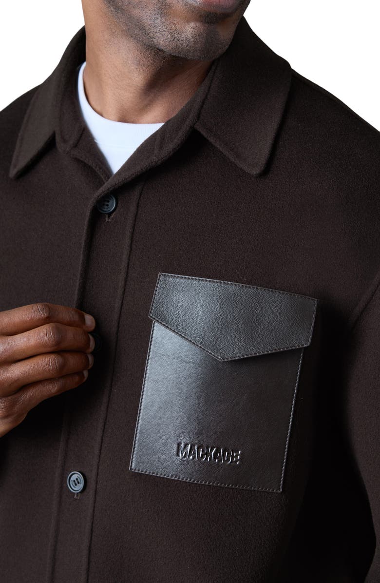 Mackage Emmanuel Double Face Wool Overshirt, Alternate, color, Coffee
