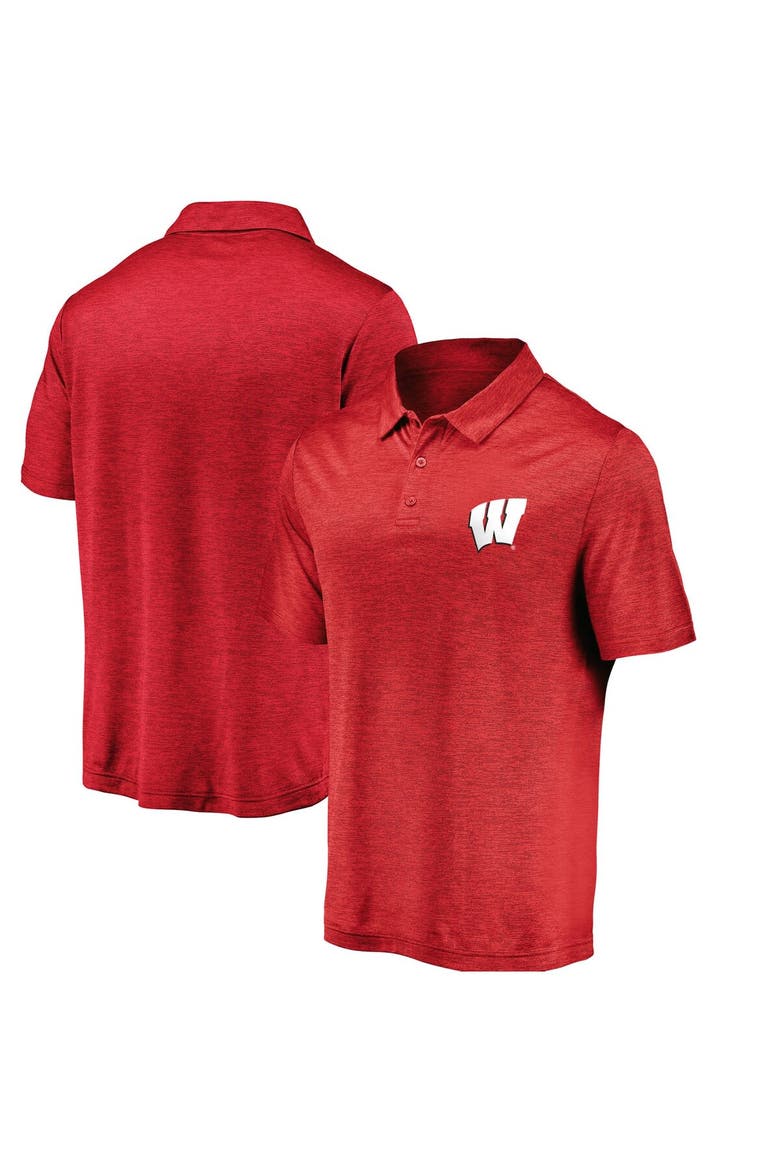 Men's Fanatics Branded Red Wisconsin Badgers Primary Logo Striated Polo, Alternate, color, RED