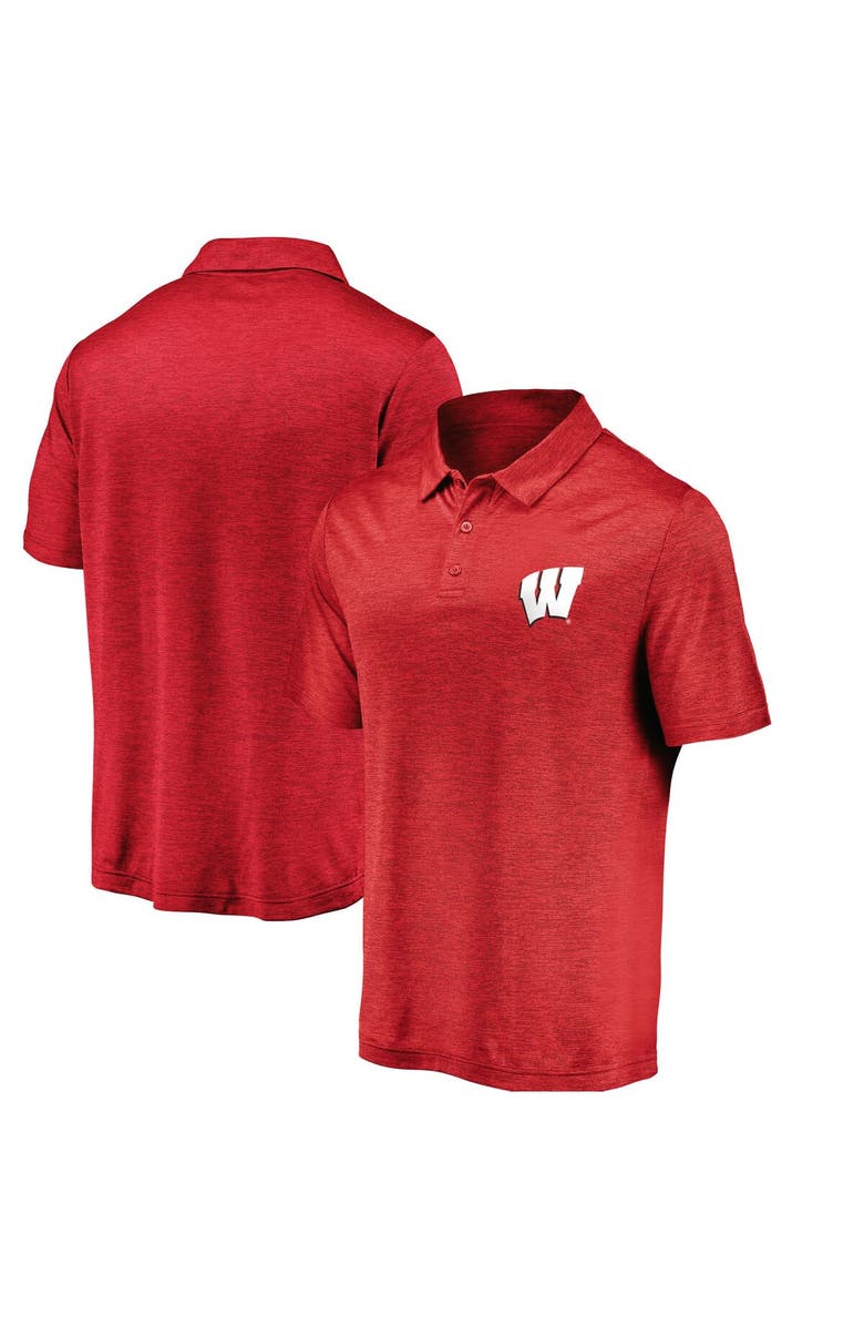FANATICS Men's Fanatics Branded Red Wisconsin Badgers Primary Logo Striated Polo, Alternate, color, Red
