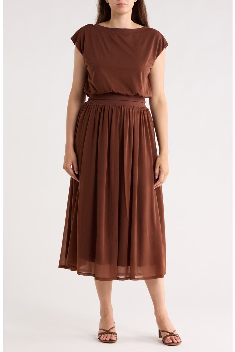 Knit Top & Midi Skirt Set, Main, color, CHOCOLATE BROWN