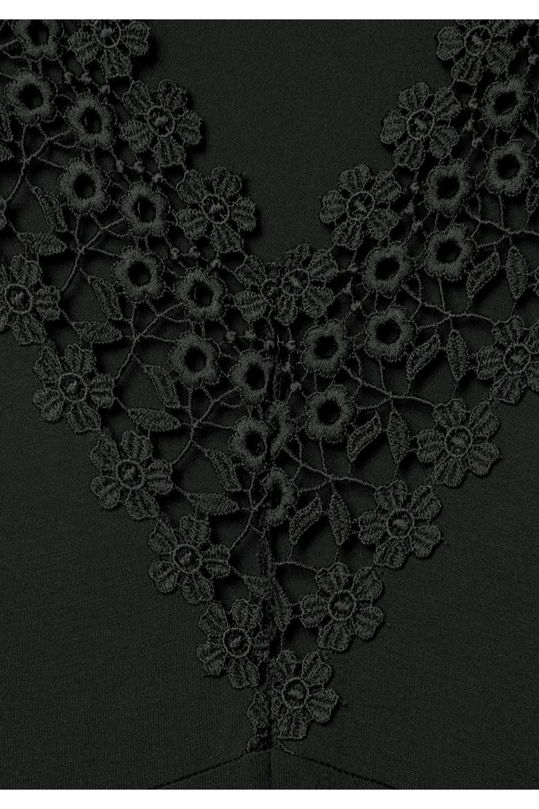 V-Back Lace Accent Dress, Alternate, color, Black