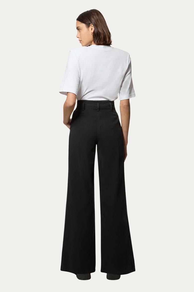 Petite Denim Wide Leg High Waisted Jeans, Alternate, color, Black