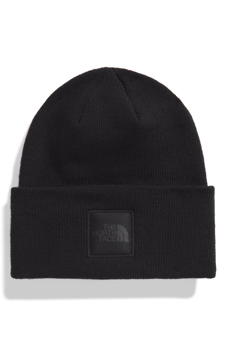 The North Face Big Box Logo Beanie, Main, color, Black/ Black/ Tonal Patch