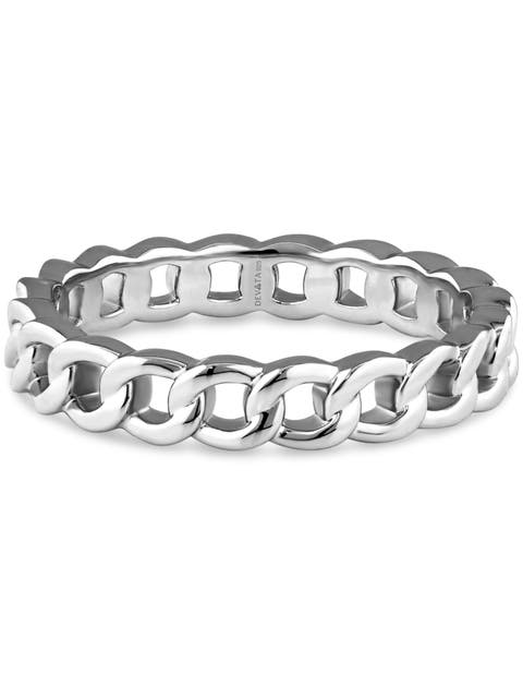 Curb Link Ring in Rhodium Plated Sterling Silver