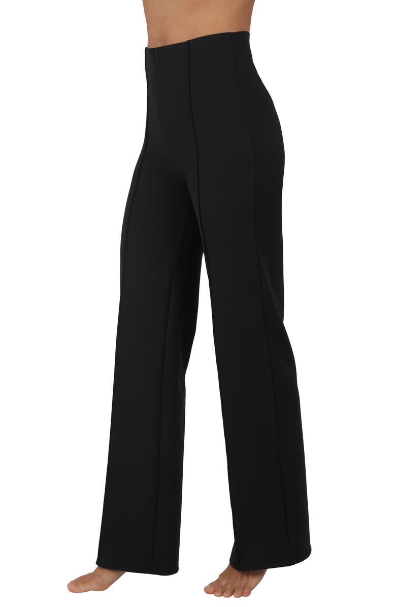 YOGALICIOUS Upper West Side Pintuck Flare Pants, Alternate, color, Black