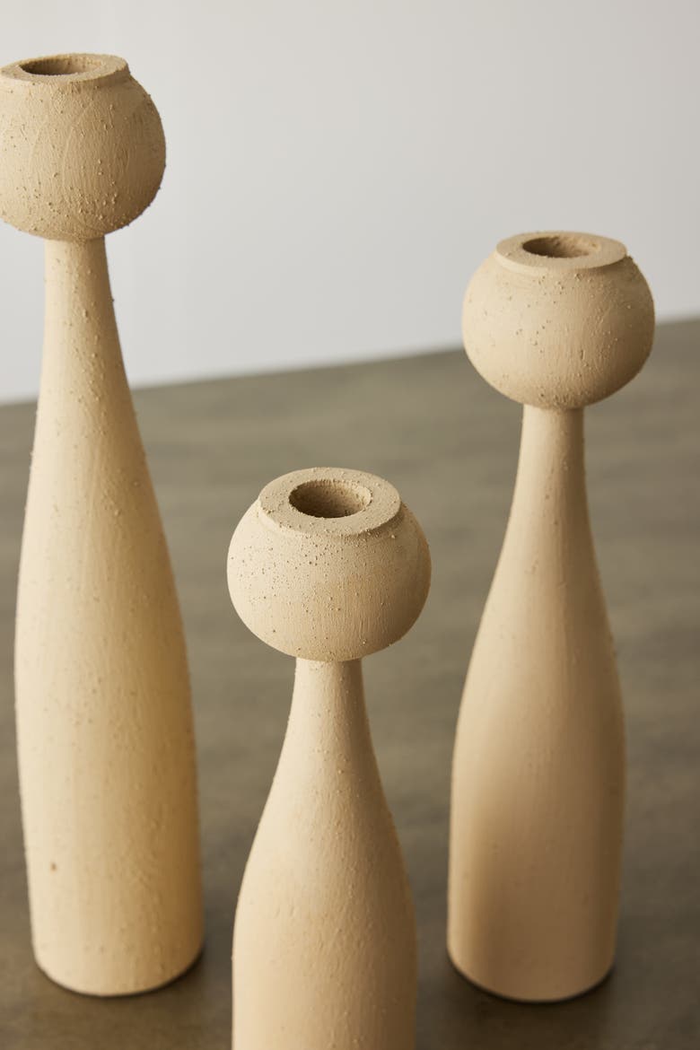 Globe Tapered Wood Taper Candlestick Holder - Set of 3, Alternate, color, Desert