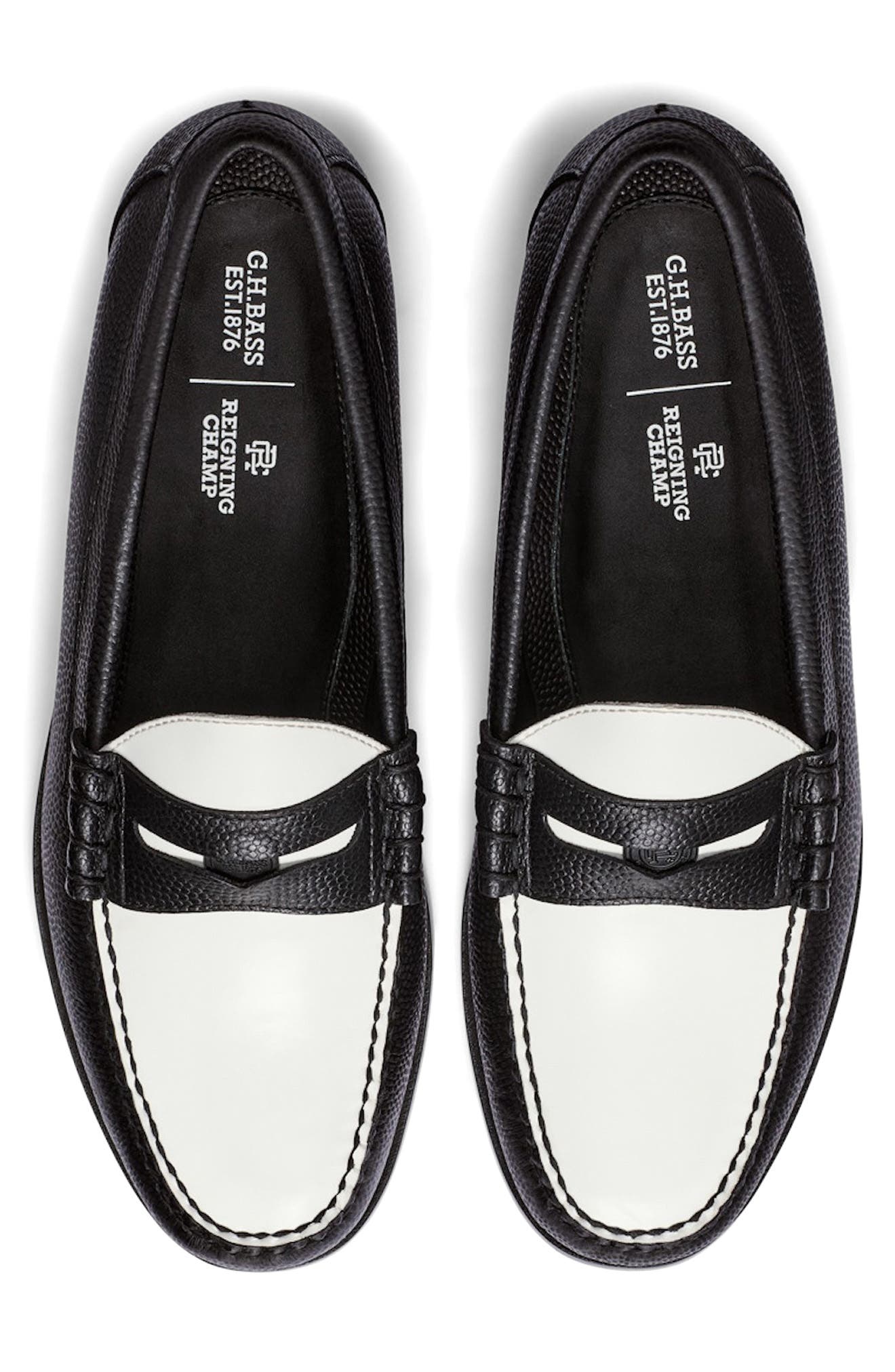 G.H.BASS x Reigning Champ Larson Weejuns Two Tone Penny Loafer, Alternate, color, Black/ White