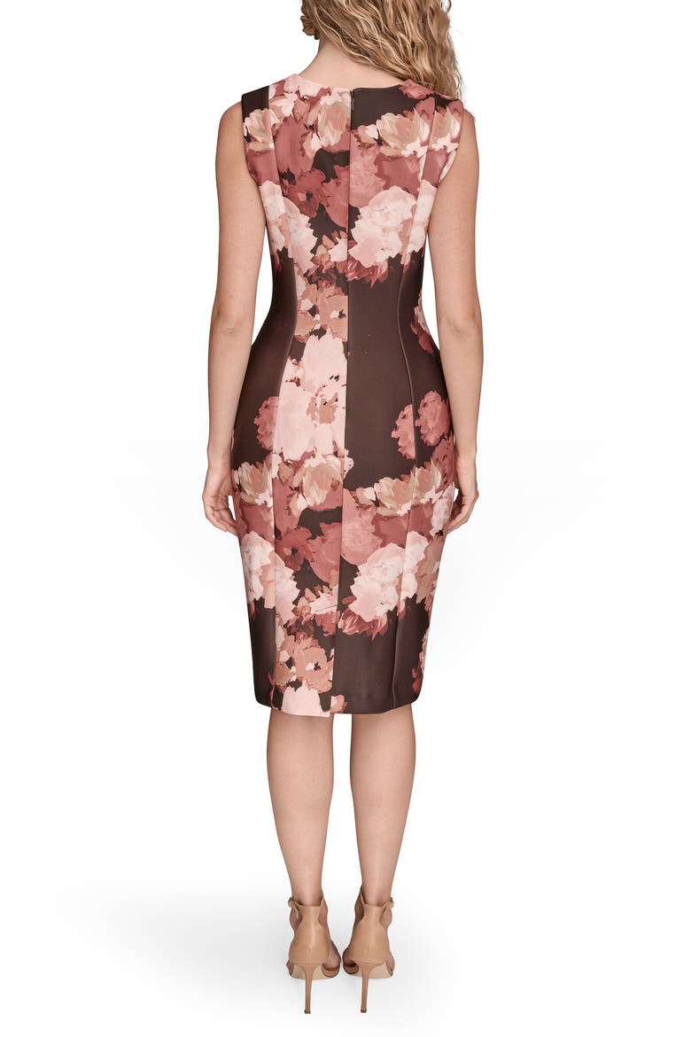 Floral Print Sleeveless Sheath Dress, Alternate, color, CHOC PLUM