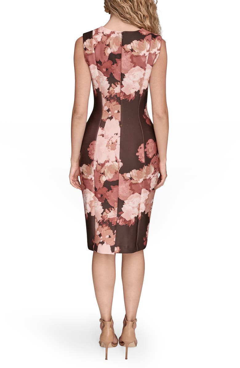 Donna Karan New York Floral Print Sleeveless Sheath Dress, Alternate, color, Choc Plum