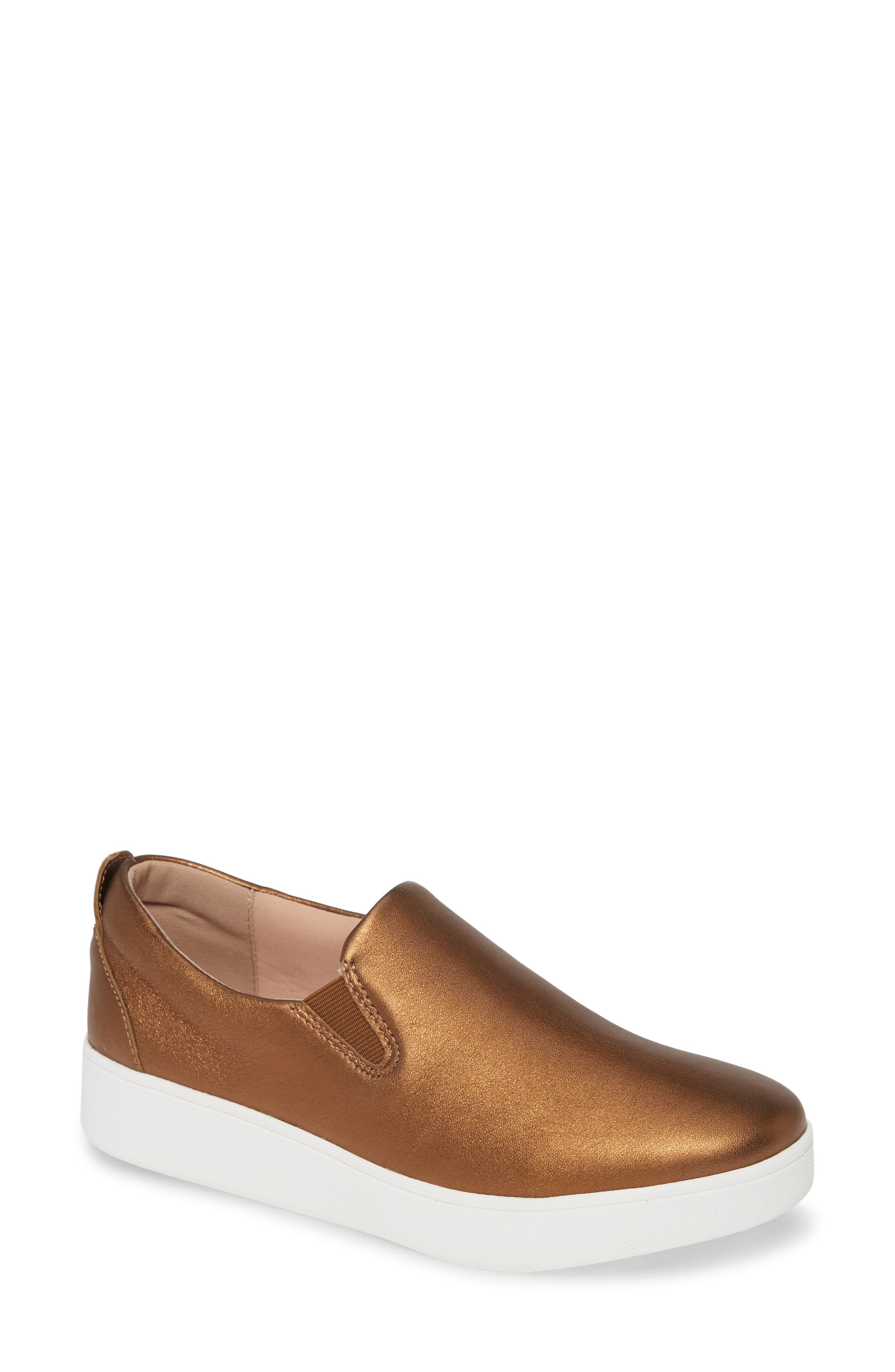 Sania Skates Slip-On Sneaker, Main, color, BRONZE LEATHER