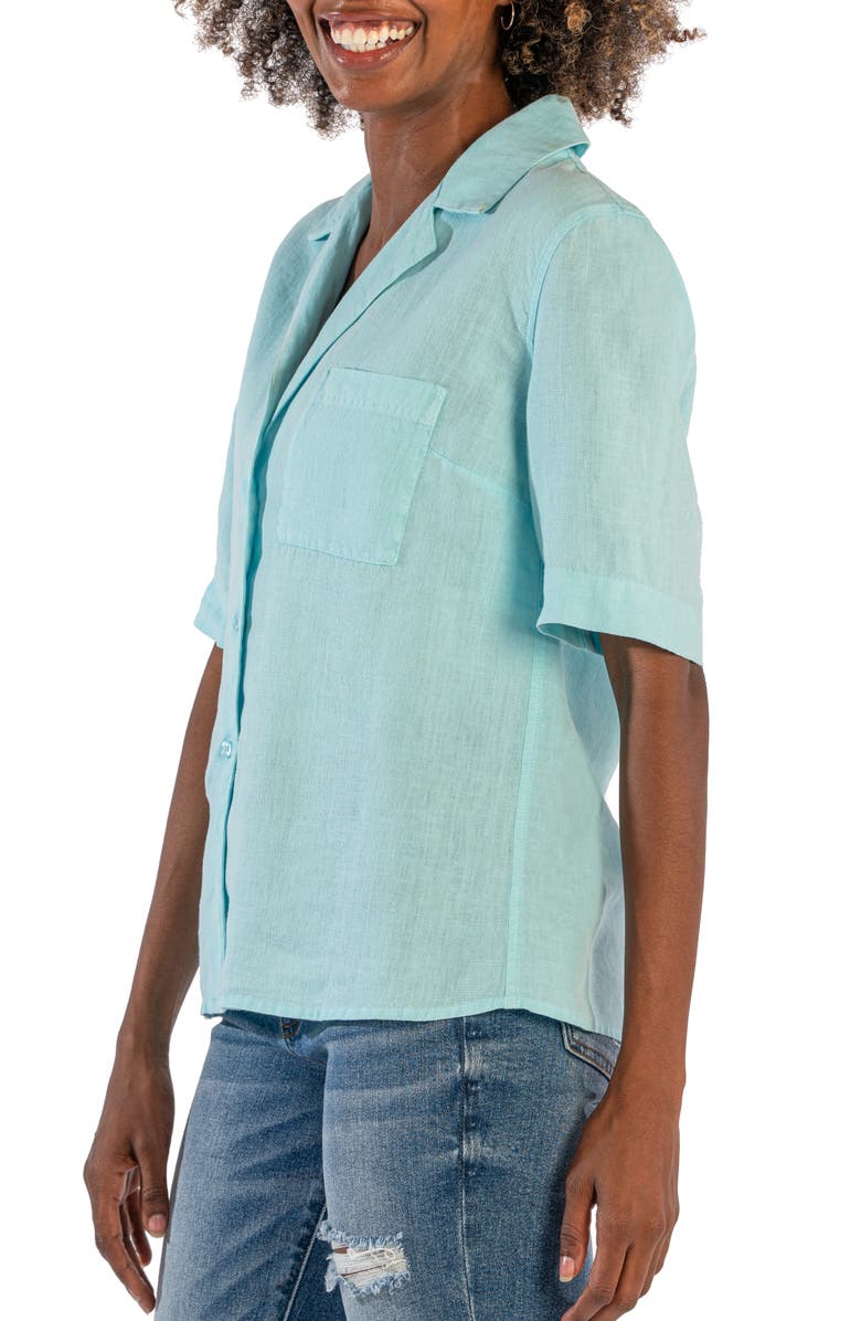 KUT from the Kloth Josie Linen Short Sleeve Camp Shirt, Alternate, color,