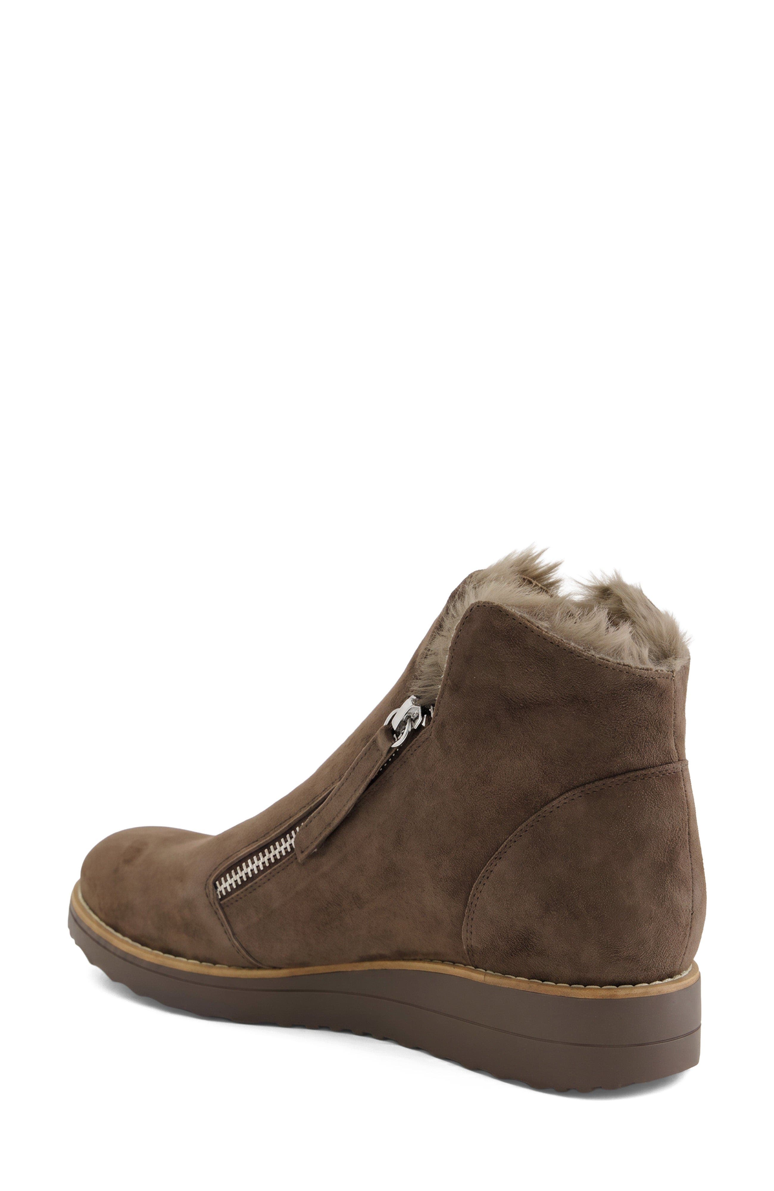 Opal Double Zip Fur Boot, Alternate, color, Black WR Suede Fur