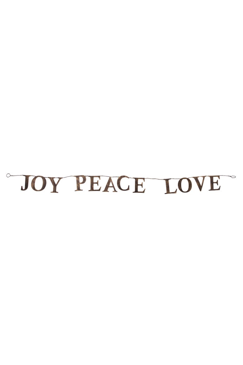 Joy Peace Love Metal Christmas Garland, Alternate, color, Brown