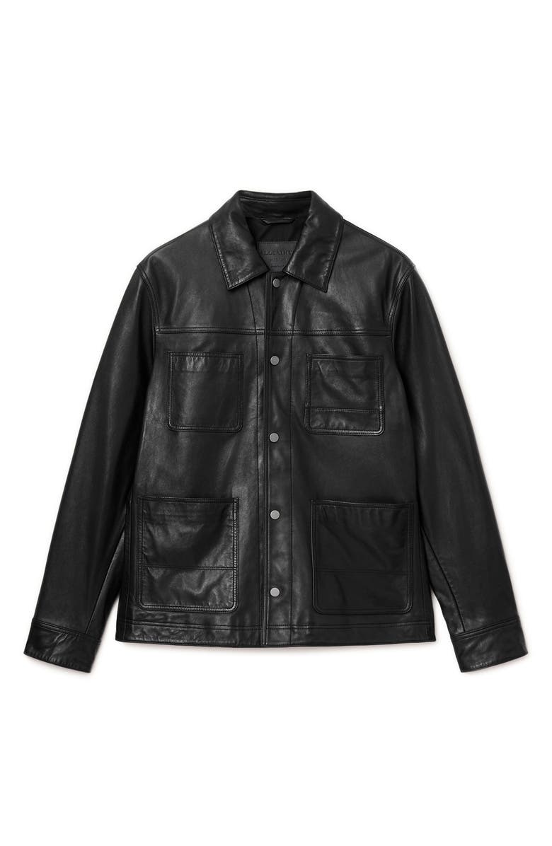 AllSaints Saxon Leather Jacket, Alternate, color, Black