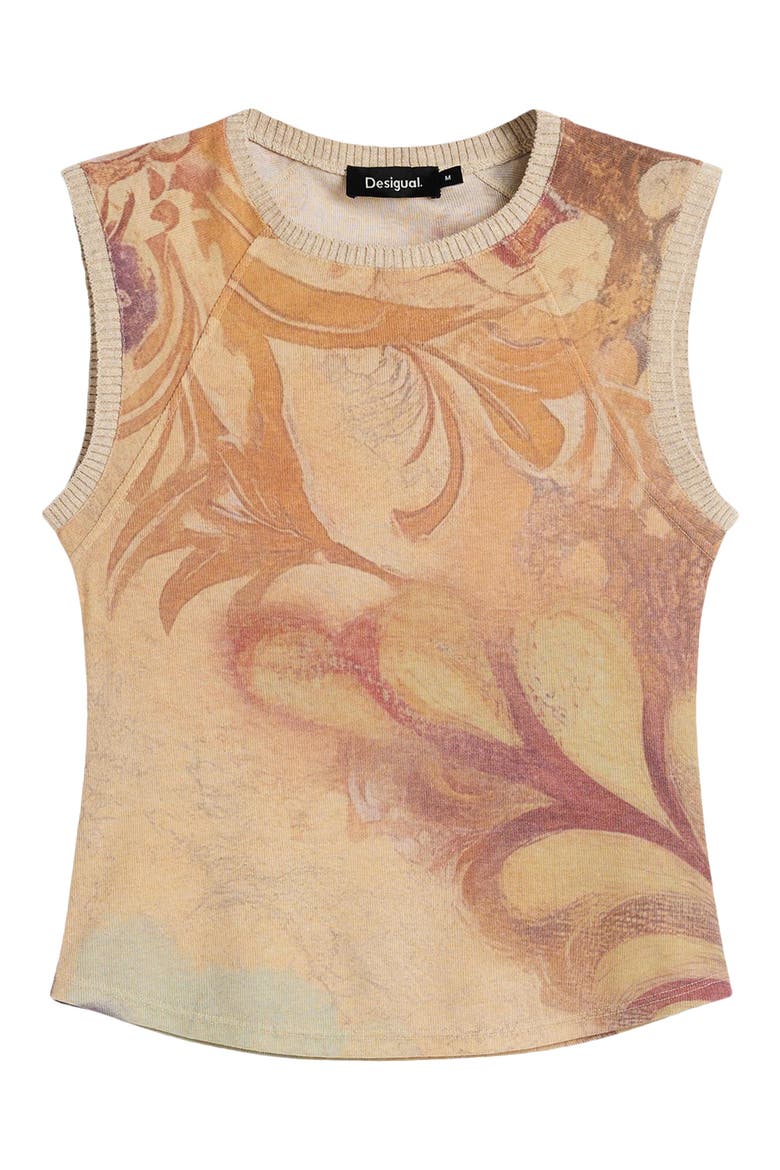 Sleeveless Print T-Shirt, Alternate, color, ORANGE MULTI