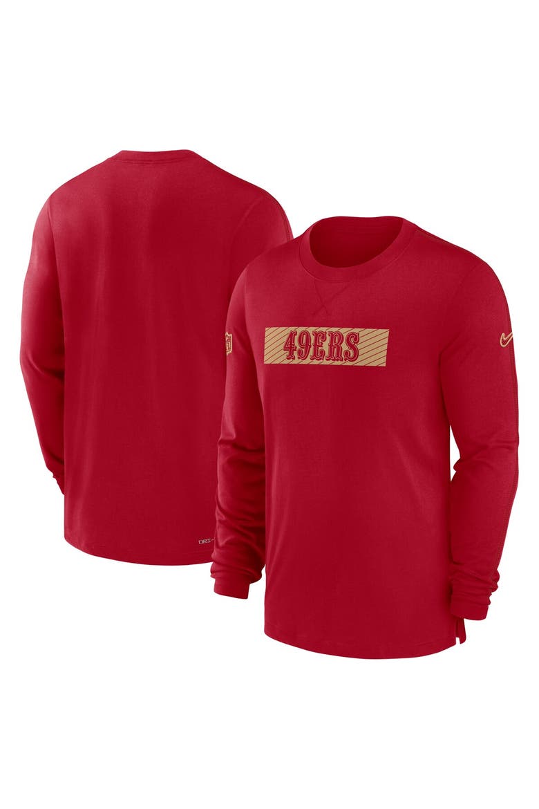 Men's Nike Scarlet San Francisco 49ers Sideline Player Performance Long Sleeve T-Shirt, Main, color, Scarlet