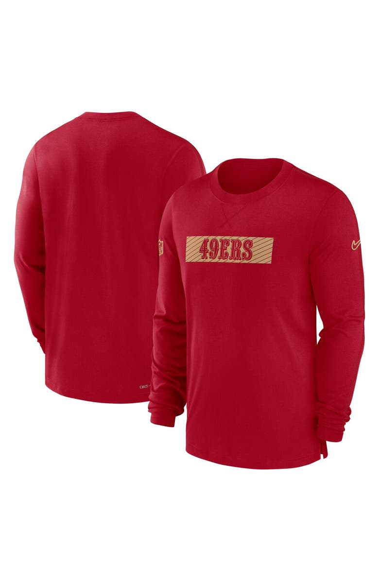 Nike Men's Nike Scarlet San Francisco 49ers Sideline Player Performance Long Sleeve T-Shirt, Main, color, Scarlet
