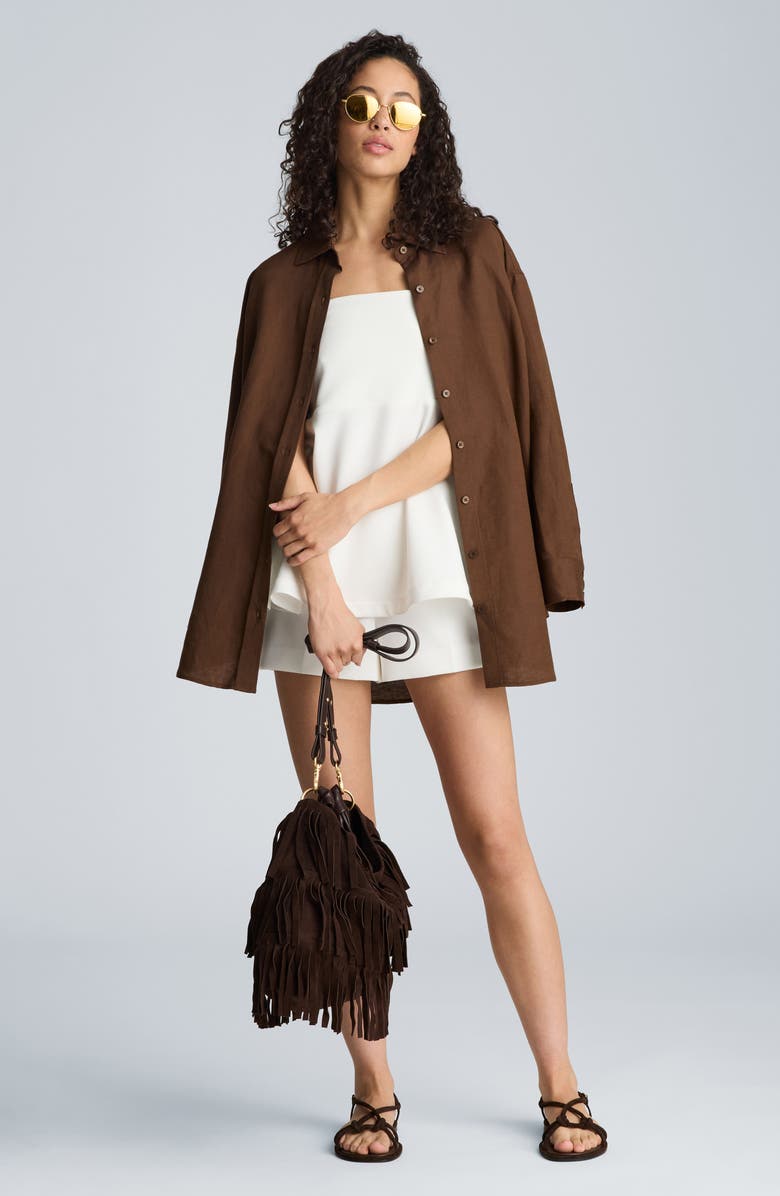 Kenneth Cole Strapless Peplum Top, Alternate, color, 