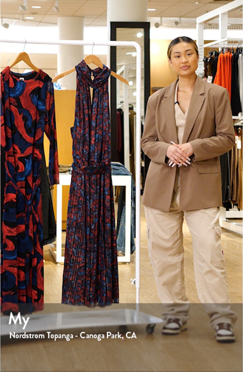 Floral Twist Neck Keyhole Midi Dress, sales video thumbnail