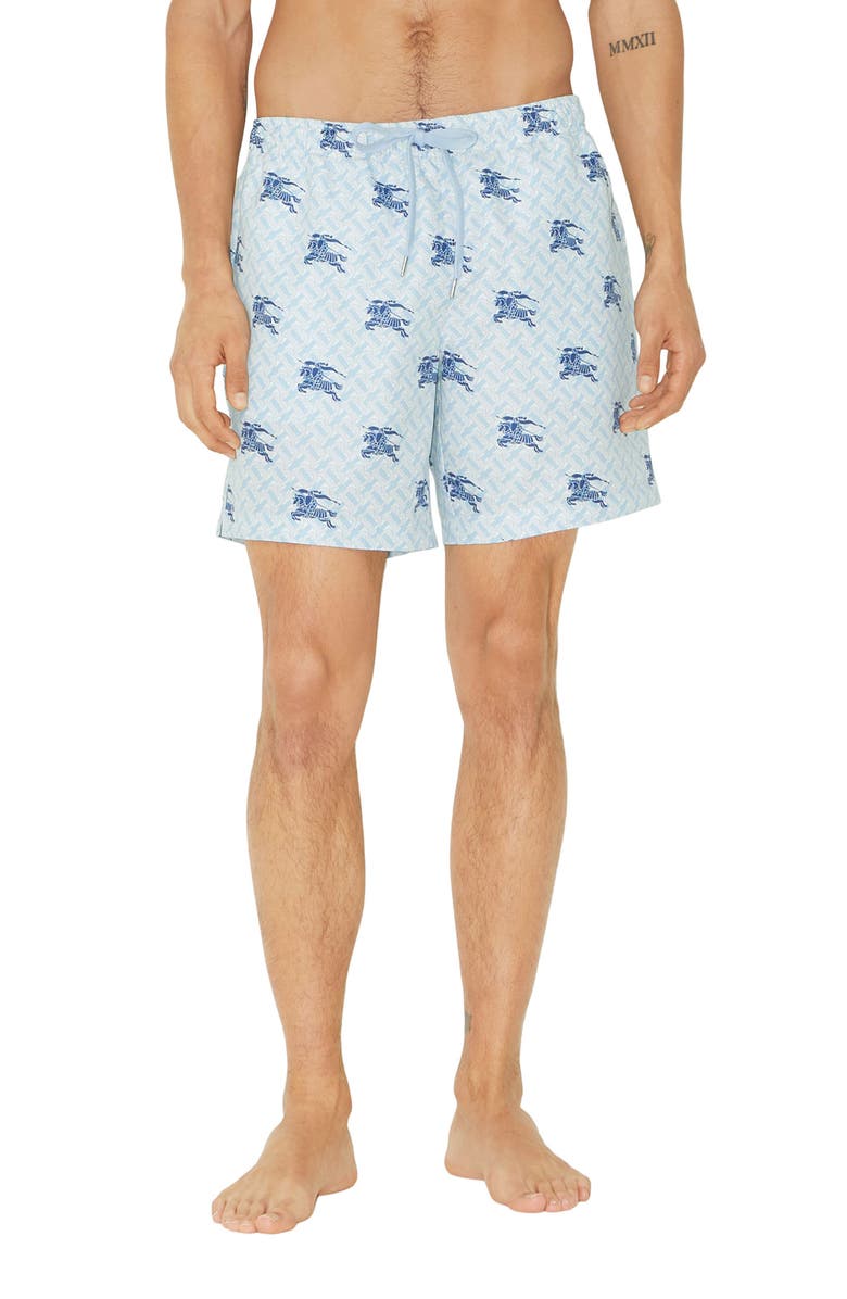 Burberry Martin Equestrian Knight TB Monogram Swim Trunks, Main, color,