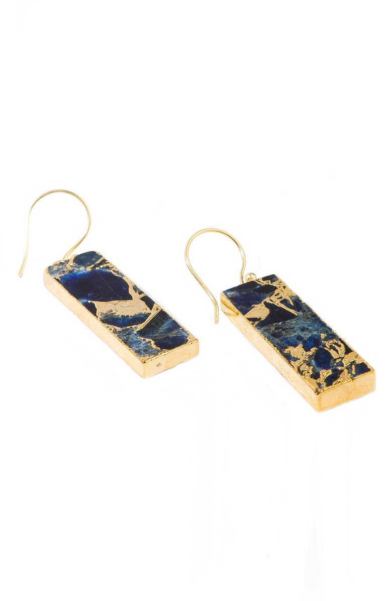 SAACHI 18K Gold Plated Mojave Sapphire Drop Earrings, Alternate, color, Blue