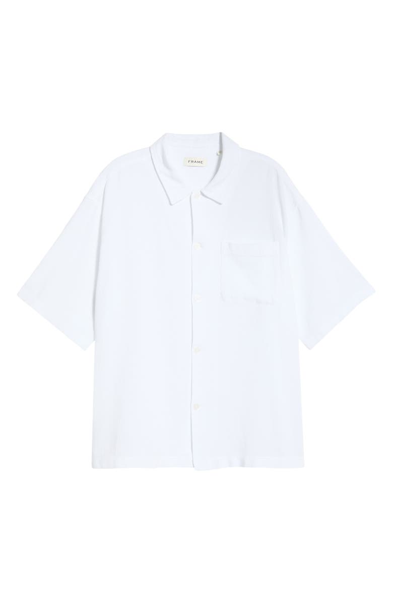 FRAME Open Weave Short Sleeve Button-Up Shirt, Main, color, White