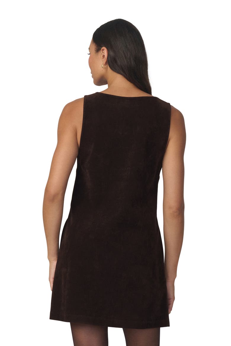 The Scoop Neck Faux Leather Minidress, Alternate, color, DARK CHOCOLATE