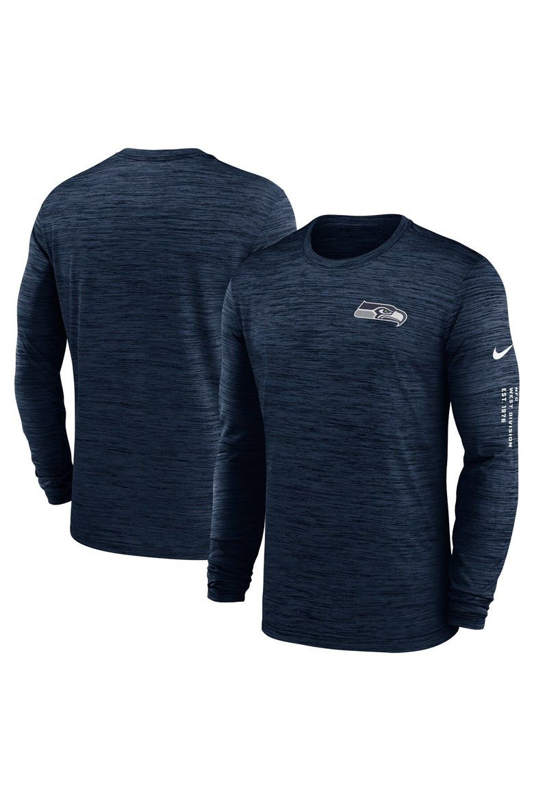 Men's Nike College Navy Seattle Seahawks Velocity Long Sleeve T-Shirt, Main, color, Navy