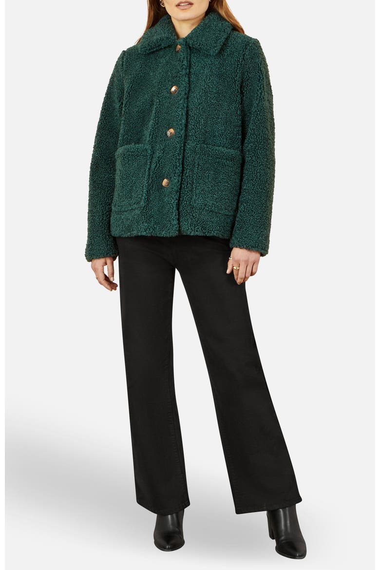 Short Teddy Bear Jacket, Alternate, color, Green