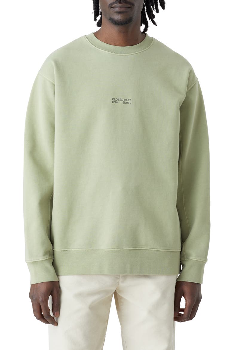 Oversize Organic Cotton Crewneck Sweatshirt, Main, color, TEA LEAF