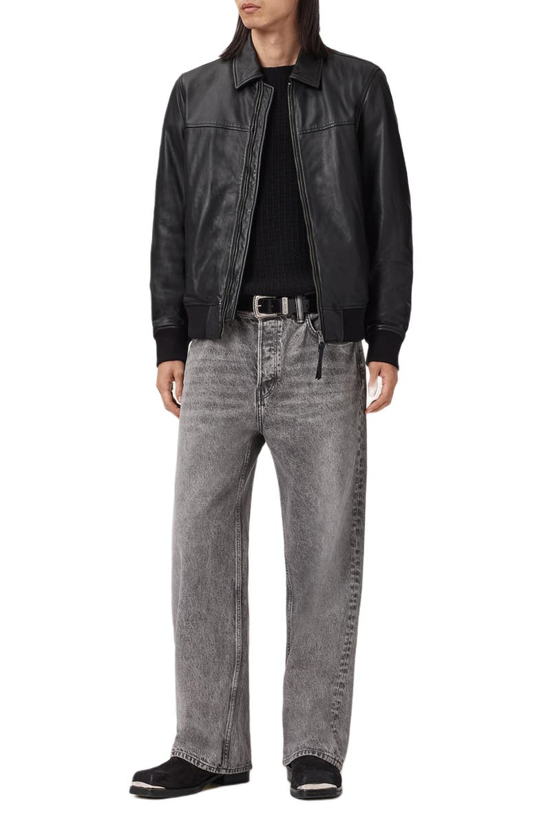 AllSaints Rashford Leather Jacket, Alternate, color, Black