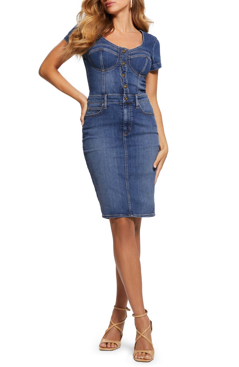 GUESS Naomy Denim Dress, Main, color, 