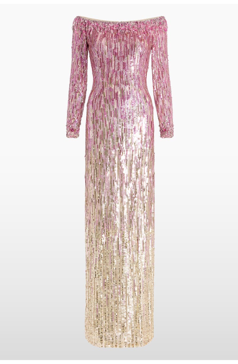Jenny Packham Marnie Sequin Maxi Dress, Main, color, Sand Fossil