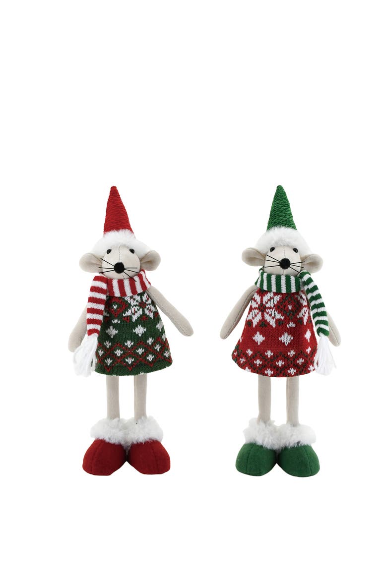 Standing Christmas Mouse Set of 2 Decorative Figurines, Main, color, Multicolored