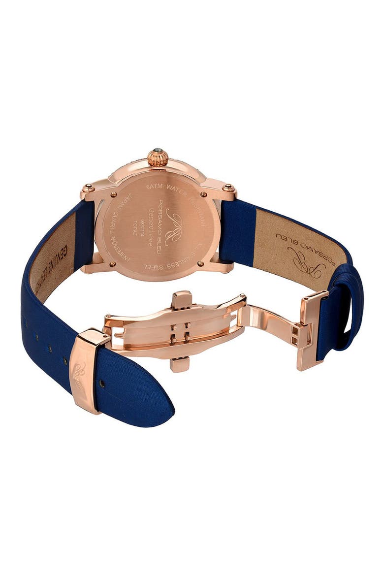 Women's Genevieve Topaz Stone Quartz Watch, 38mm, Alternate, color, rose tone-blue