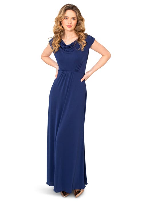 Alie Street London Cruise Cowl Neck Maxi Dress In Blue