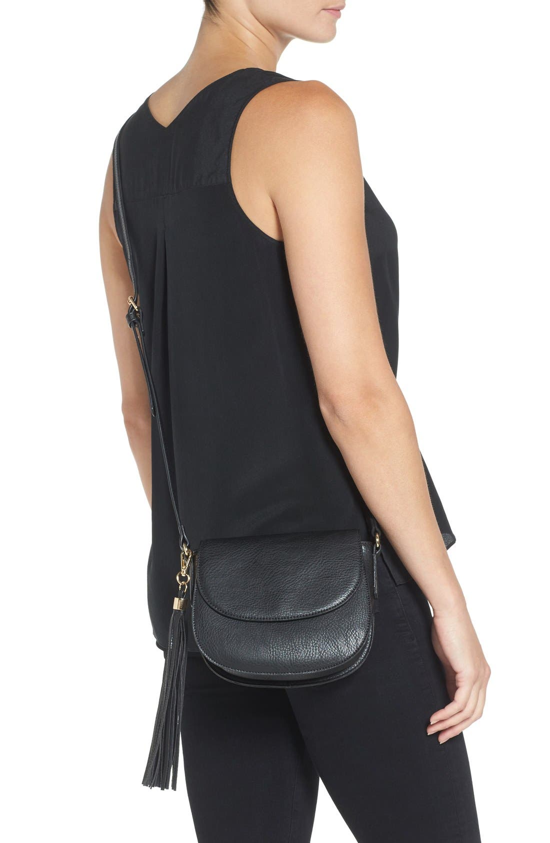 BP. Tassel Faux Leather Crossbody Bag, Alternate, color, 