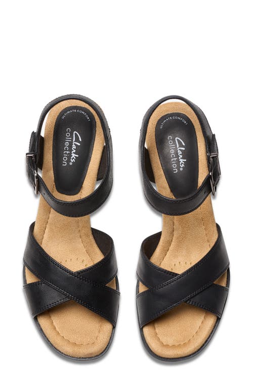 Clarks Collection Women's Emmalae Iris Wedge Sandals In Black Leather