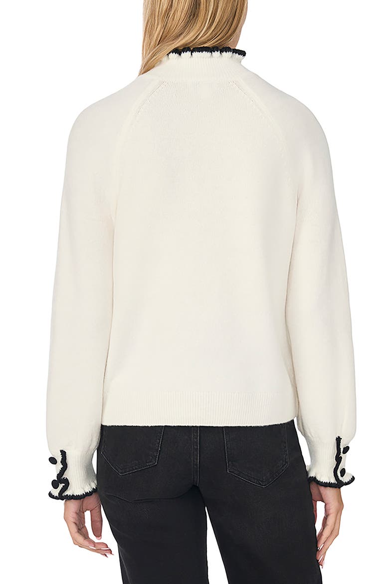Ruffle Mock Neck Sweater, Alternate, color, ANTIQUE WHITE