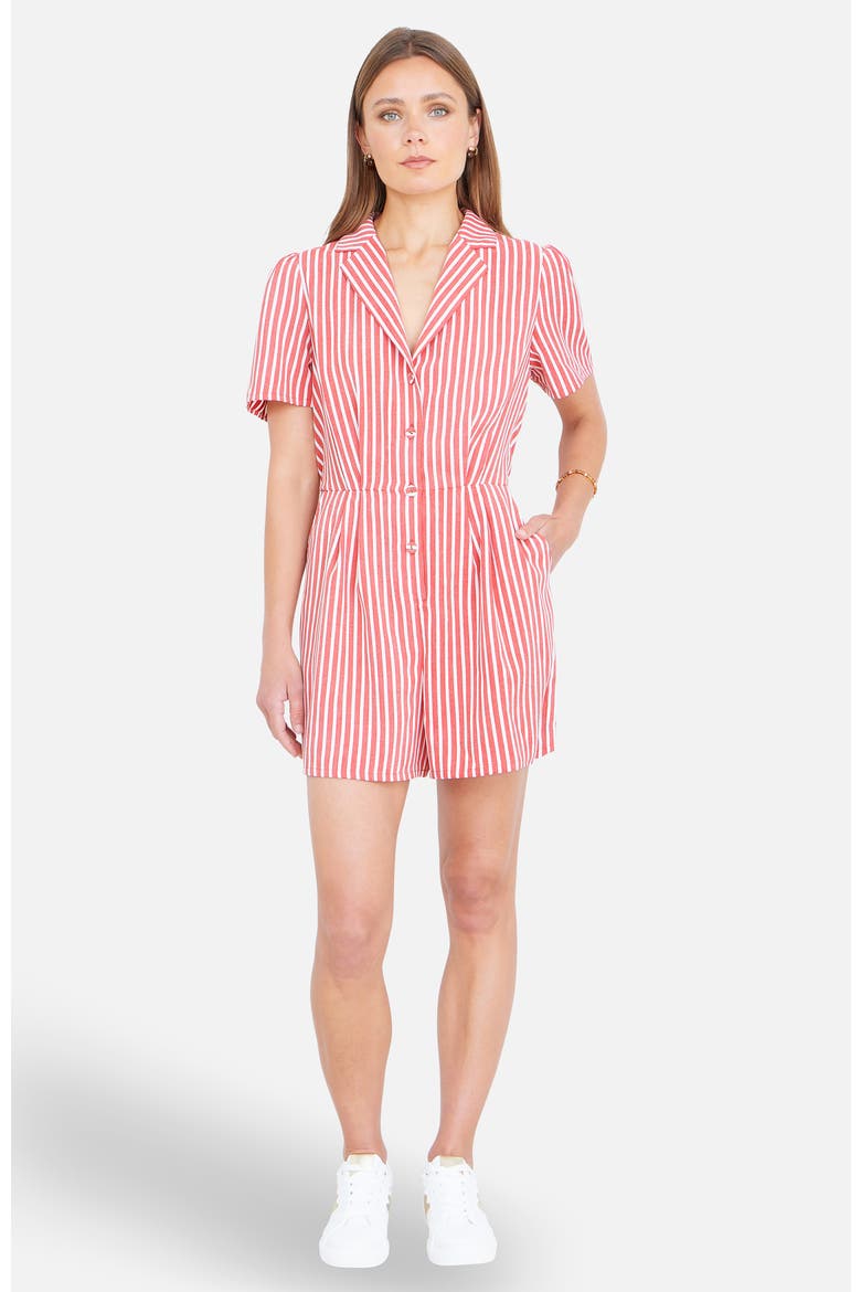 Stripe Retro Playsuit, Alternate, color, Red