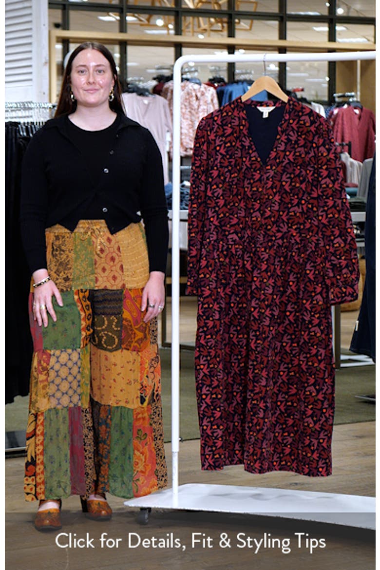 Rose Cottage Floral Long Sleeve Corduroy Midi Dress video