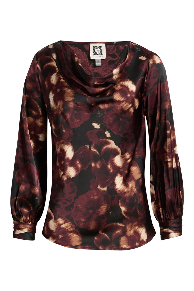 Cowl Neck Floral Print Top, Alternate, color, ANNE BLACK MULTI