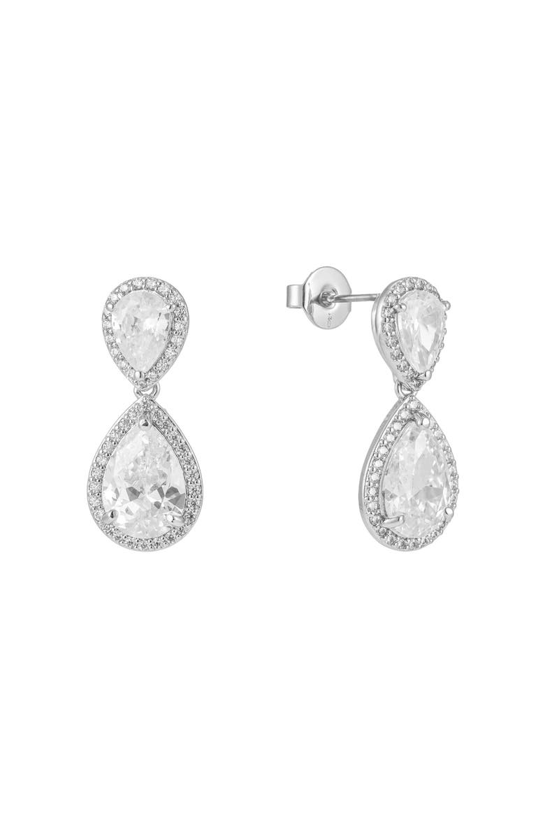 Aspen Crystal Drop Earrings, Main, color, Silver