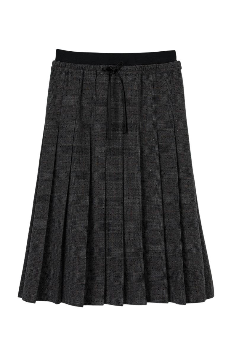 SANDRO Long pleated rhinestone skirt, Alternate, color, Grey / Brown