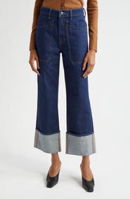 Veronica Beard Dylan Cuffed High Waist Relaxed Straight Leg Jeans
