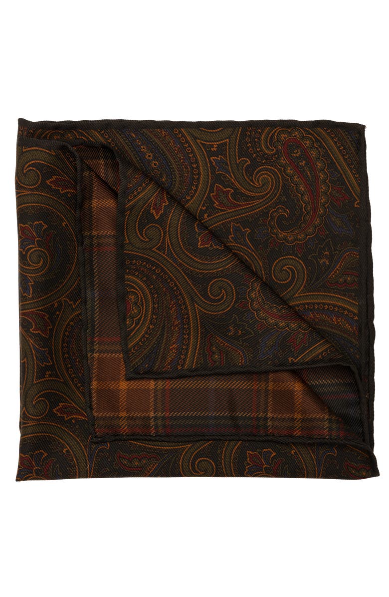 Elizabetta Positano - Double Sided Silk Pocket Square for Men, Main, color, Green