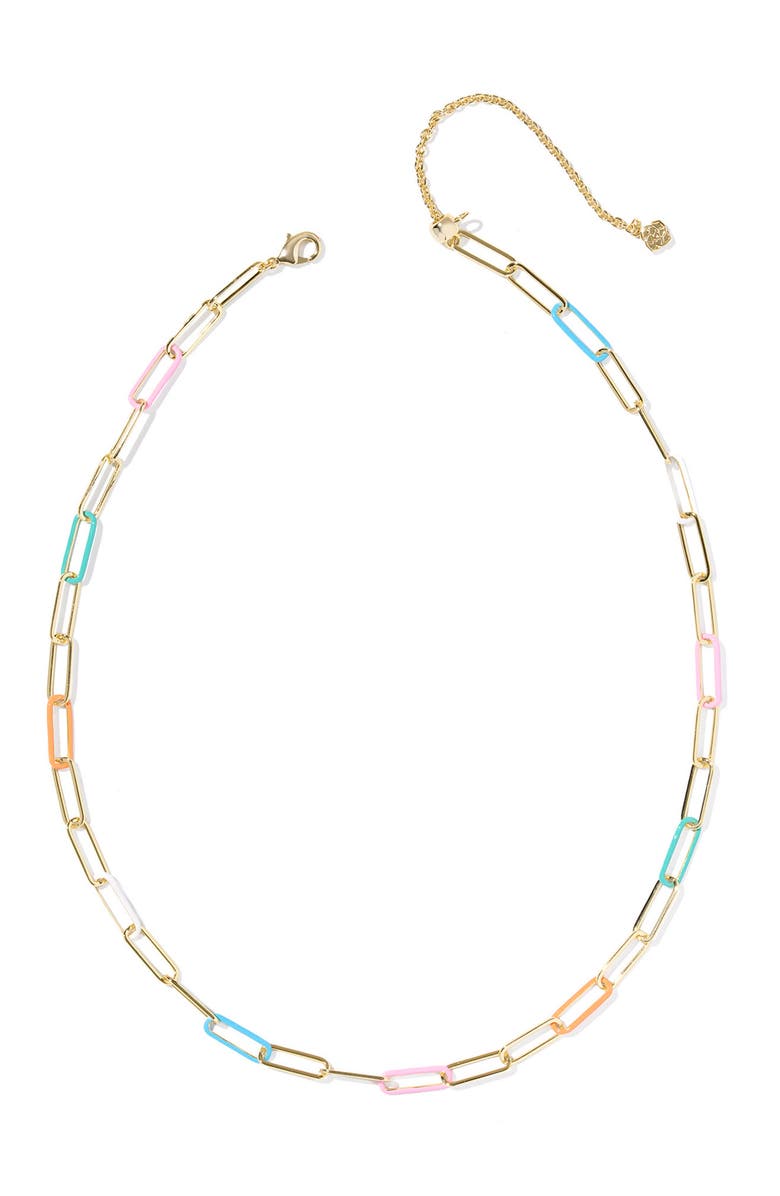Kendra Scott Ainsley Paper Clip Chain Necklace, Alternate, color, Gold Multi Mix Enamel